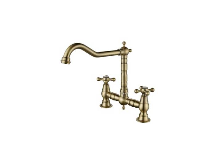 Küchenarmatur nostalgisch Bronz mit Kreuzgriffen Ascot Aquanello