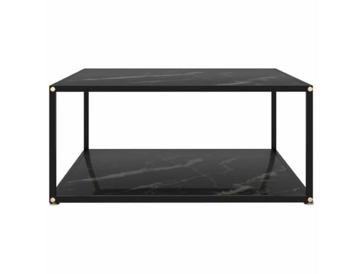 HKLGBVCR Couchtisch, Schwarz, Hartglas, 80 x 80 x 35 cm, mit Ablage