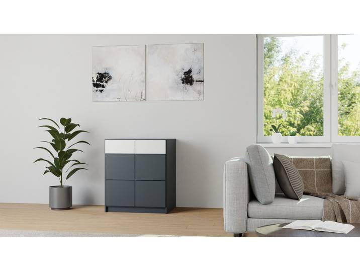 Nachtregal mit Schubladen MDF Lackiert Anthrazit­grau RAL&nbsp;7016
