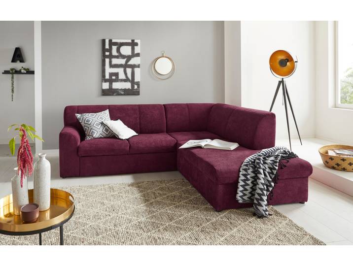 DOMO collection Topper zeitlos elegant, kompakte StellmasseL-Form mit Ottomane, wahlweise mit Schlaffunktion