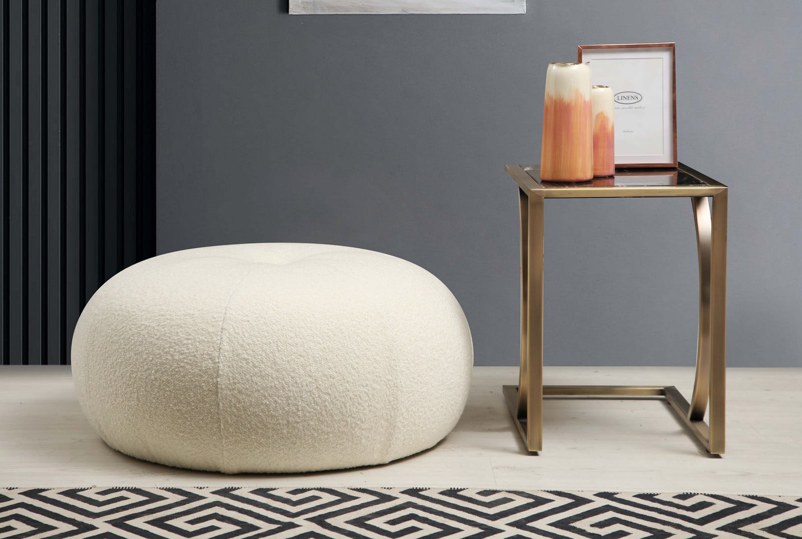 Hanah Home Tina Voetenbankje - Bouclé Wit - 55 x 35 x 55 cm