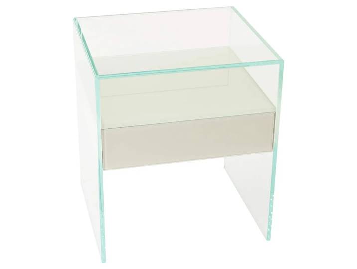 Beistelltisch Priya, Optiwhiteglas, Lack Weiss, b 48 cm