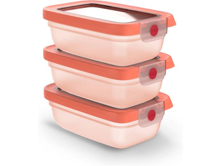 Frischhaltedose EMSA oneClick , orange, B:11,71cm H:17,63cm L:17,49cm, Polyprophylen (PP), Lebensmittelaufbewahrungsbehälter, Frischhaltedose, verschlossen mit nur 1 x Klick, 100% dicht, made in Germany