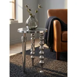 Beistelltisch – Aluminium Silber 44x44x63 cm Dreibein Design