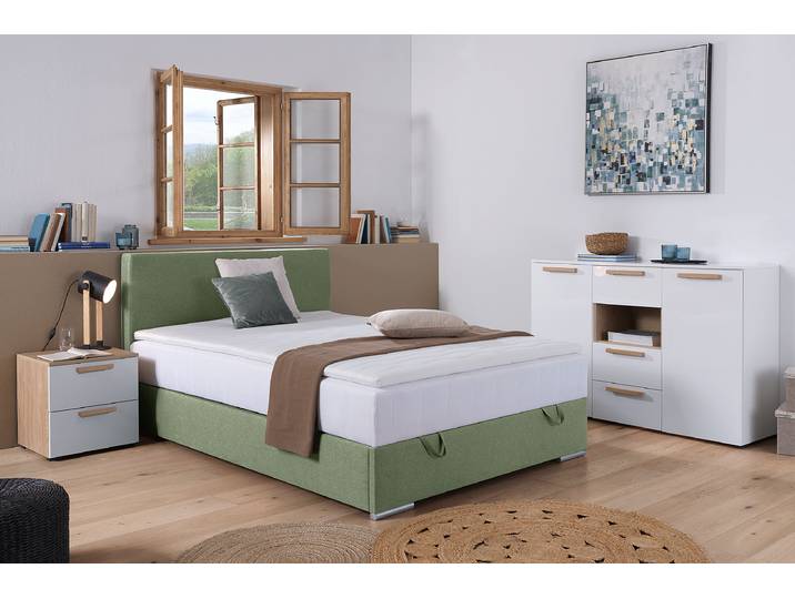Lit boxspring Escaba 140 x 200cm Tissu Neala Vert