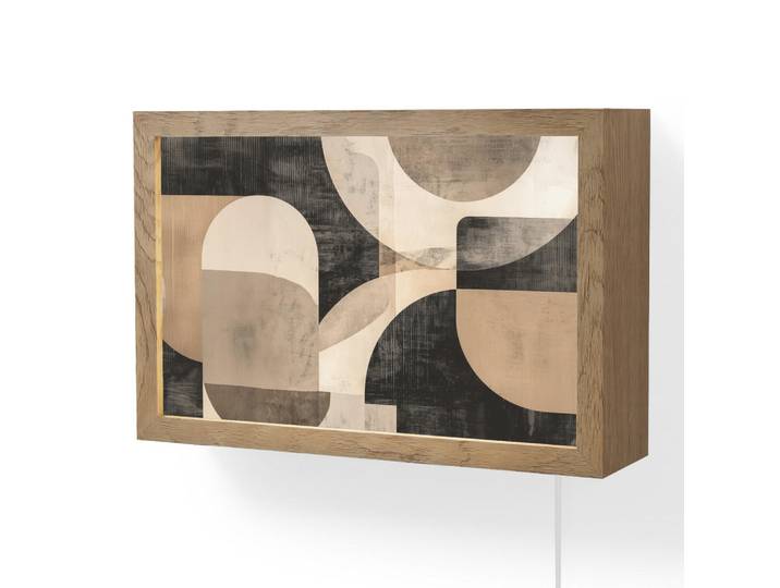OnlyWow Wandleuchte - Abstrakt - Formen - Modern - Beige - 30x20 cm, Grau, Holzwerkstoff, Rechteckig, LED integriert, 30x20x8 cm, Lampen & Leuchten, Innenbeleuchtung, Wandlampe