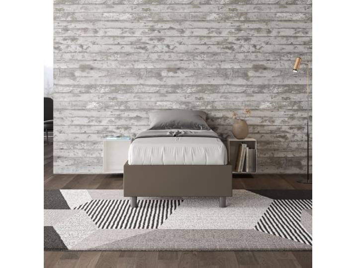 Cadre de lit coffre 1 place Azelia 80x200 - Blanc - Marron - Sommier relevable