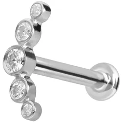 14 Karat Gold Labret mit Innengewinde MOISSANIT-BOGEN