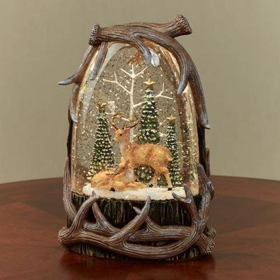 Roman Inc Deer Scene LED Swirl Water Globe Brown , Brown