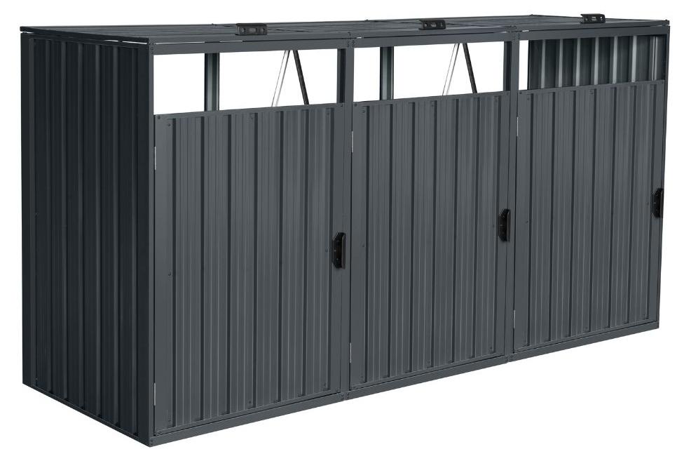 HOME DELUXE - Mülltonnenbox CUBO - Platz für 3 x 240 Liter Mülltonnen, Farbe: Anthrazit, Witterungsbeständig inklusive Schloss und Schlüssel I Mülltonnenbox Gartenbox