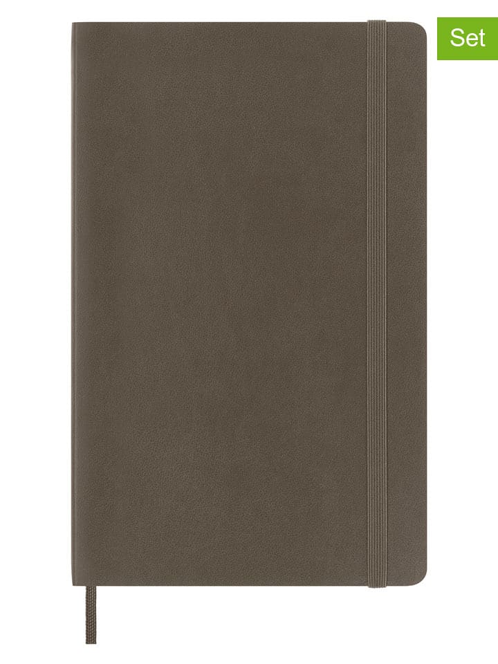 Moleskine 2er-Set: Linierte Notizbücher in Braun - (B)13 x (H)21 cm - onesize