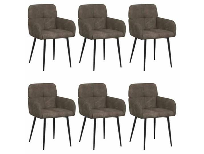 KGHERMDF Esszimmerstühle 6 Stück Kunstwildleder Dunkelgrau Metallrahmen, geneigte Rückenlehne, Armlehnen aus Polyester, pflegeleicht, modernes Design