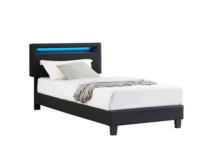 POLSTERBETT MIT LED BENITO 90x200 cm schwarz