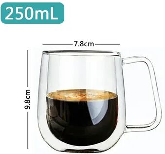 Multicon Wholesale Hub Transparent Glass Coffee Cup For Milk Whiskey Tea Beer, Double Wall Heat Resistant Cocktail Vodka Wine Mug style C 250ml