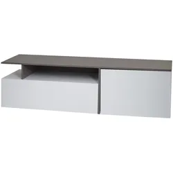 Décoshop26 - TV-Möbel mit zwei großen Staufächern mit Türen 45 x 161 x 40 cm weiße MDF-Platte in Betonoptik 04_0007855 04_0007855