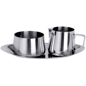 Contacto Milch-Zucker-Set 114015, Edelstahl, silber, inkl. Tablett