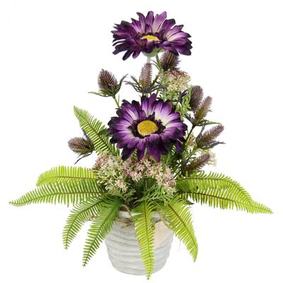 Kunstblume I.GE.A. "Arrangement aus Gerbera im Topf aus Keramik", lila (violett), B:23cm H:36cm L:23cm, Polyester, Kunstpflanzen, Tischgestecke Blumendekoration Seidenblumen Künstliche Blumen