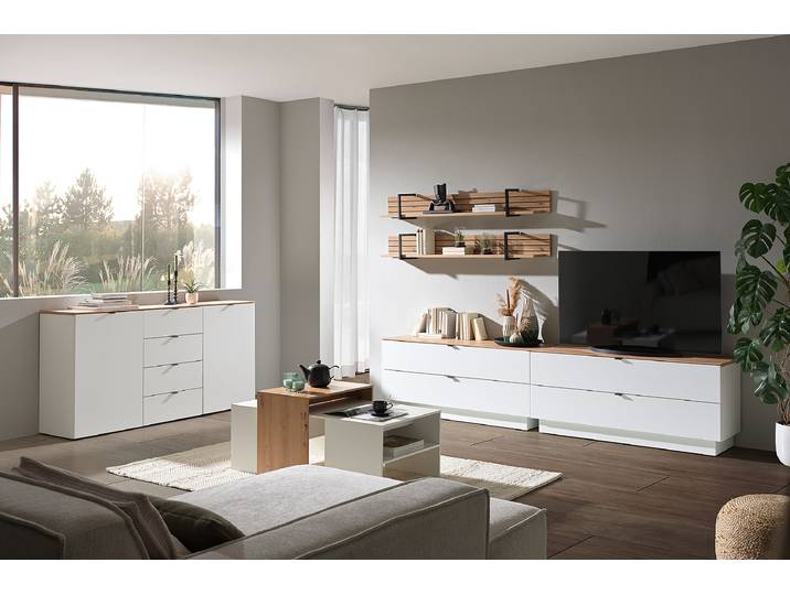 Table basse 115 x 50 x 70cm Blanc/Blanc