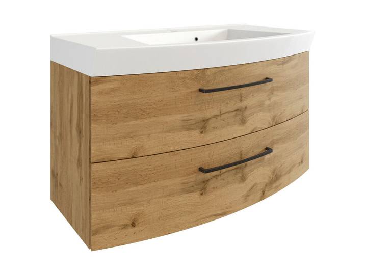 Held Waschtischkombi, Eichefarben, Metall, 2 Schublade(n) Schubladen, 100x59x50 cm, Made in Germany, hängend, Badezimmer, Waschbecken & Armaturen, Waschtische