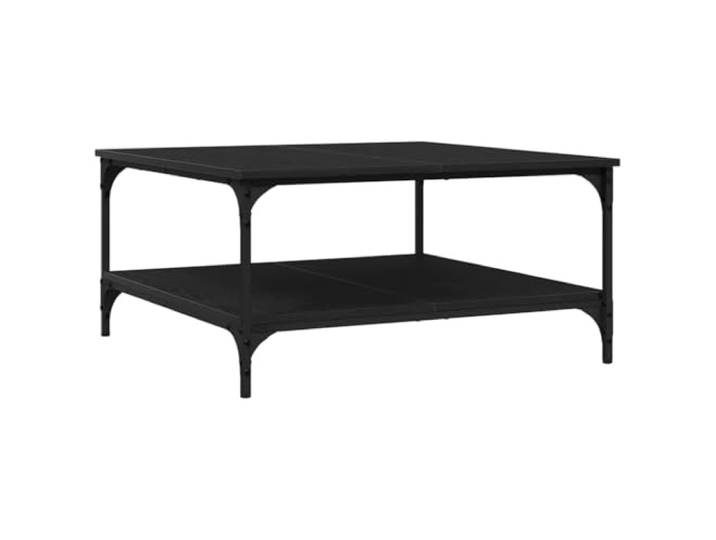 Fisinber Couchtisch Schwarz Eichen-Optik 80x80x40 cm Beistelltisch Stabiler Wohnzimmertisch mit robustem Metallgestell und Unterablage für Bücher sowie Dekoration. Belastbar bis 60 kg.