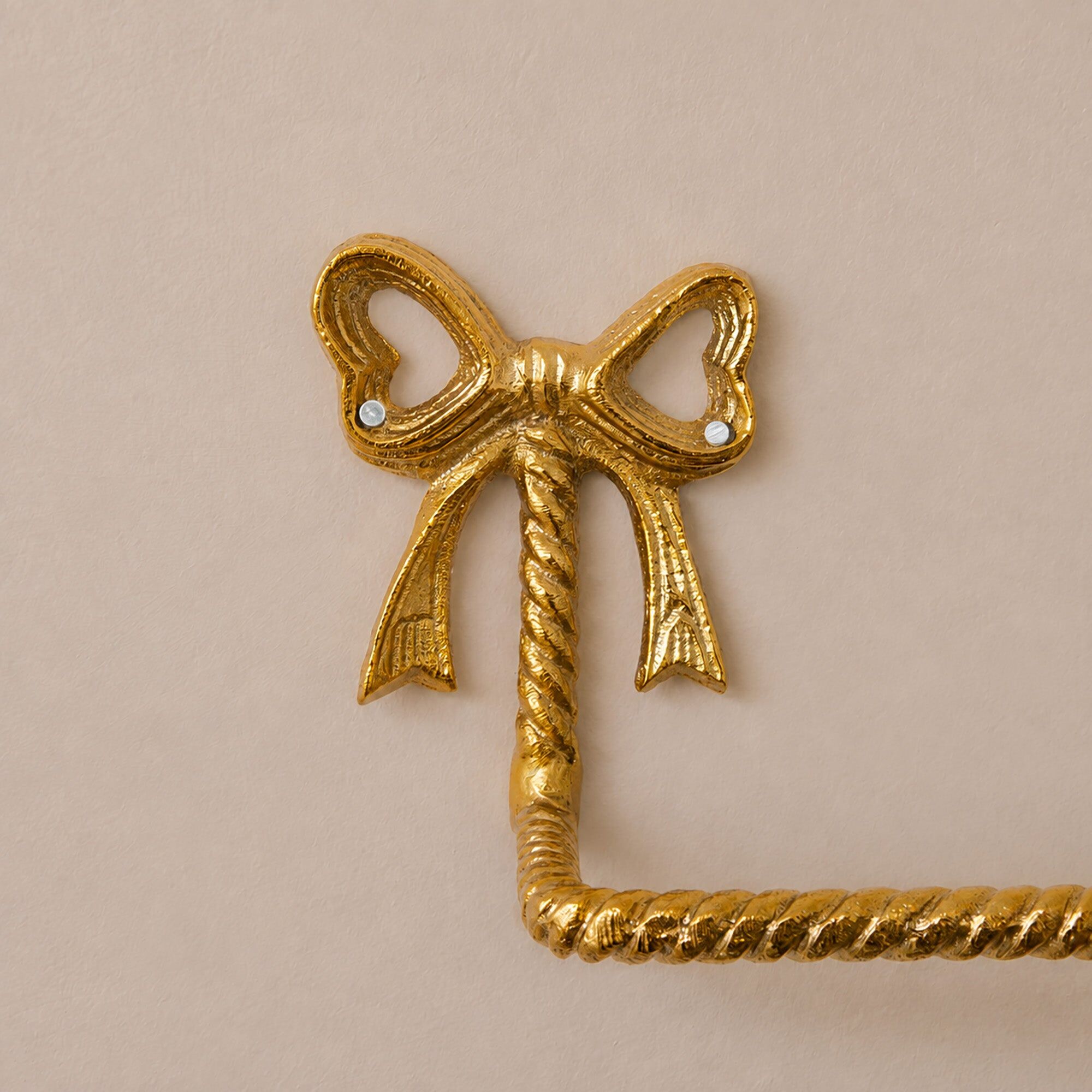Gold Metal Bow Detailed Wall Mounted Towel Rail Metal