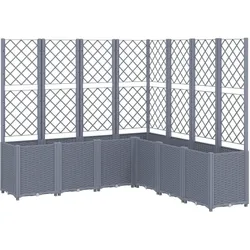 Helloshop26 - Hochbeet für Pflanzen Blumen Terrasse Garten mit Rankgitter 160 x 160 x 140 cm PP grau 02_0038259
