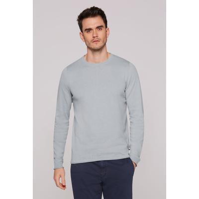 Rundhalspullover CMPD, Herren, Gr. 3XL, grau (smokey mint), Feinstrick, Material: 100% Baumwolle, unifarben, regular fit normal, Rundhals, eingesetzt Rollsaum, Pullover Rundhalspullover, mit Rollsäumen
