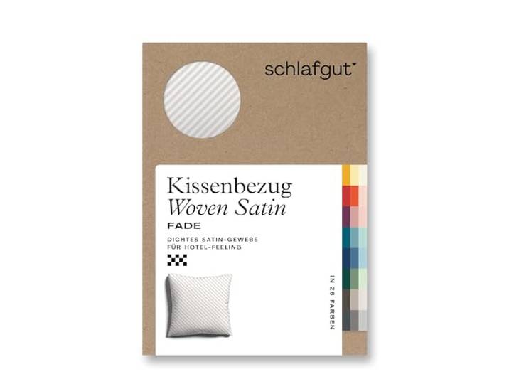 schlafgut Woven Fade Satin Kissenbezug 80x80 cm gestreift, White Fade