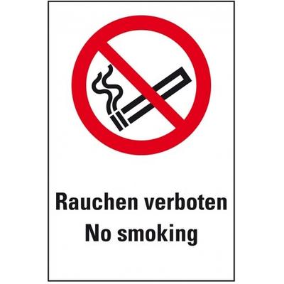 Aufkleber I Verbots-Kombischild Rauchen verboten - No Smoking, Folie, 200x300mm, ASR A1.3, DIN EN ISO 7010 P002