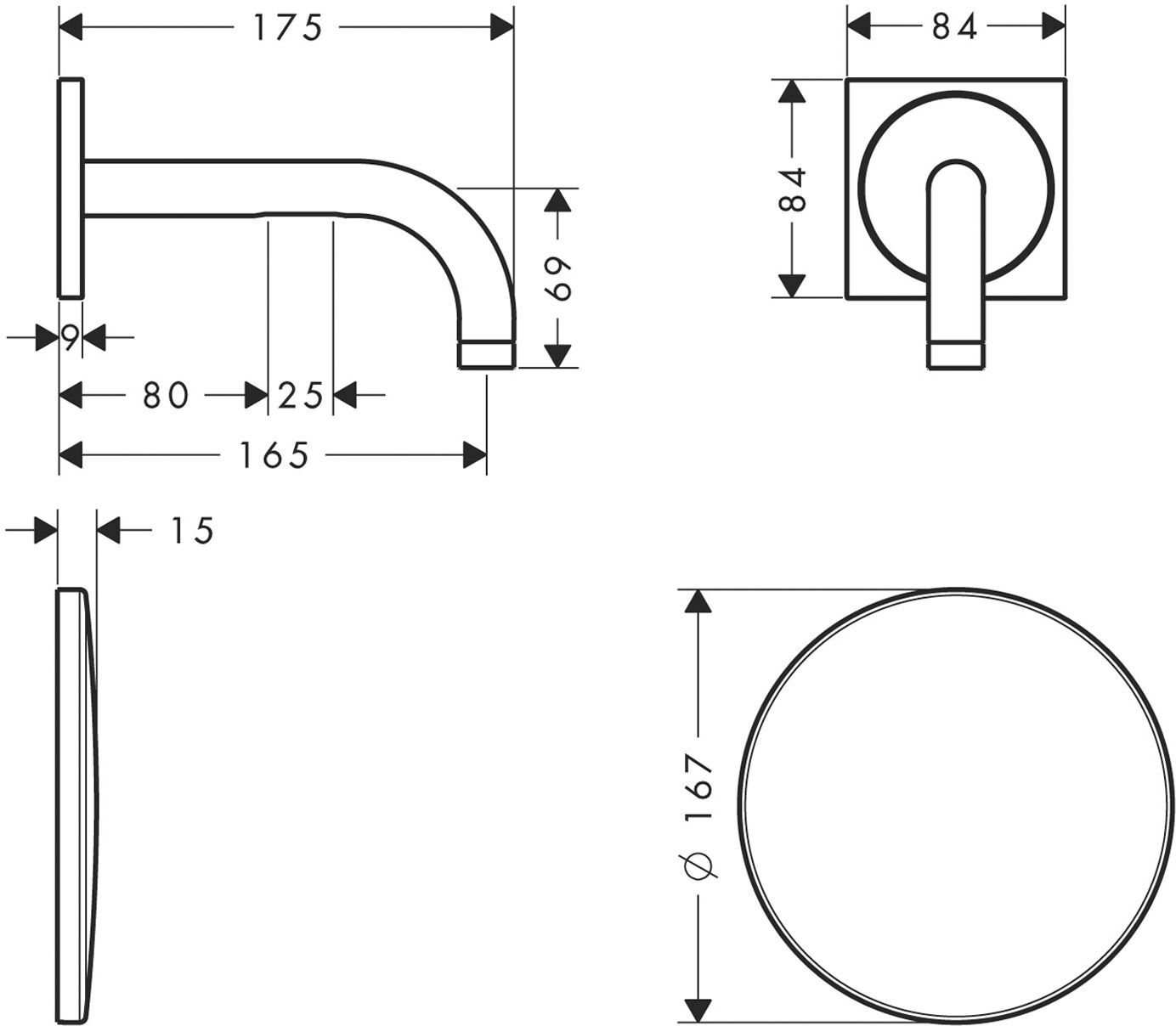 Axor Uno Elektronik-Waschtischmischer Unterputz für Wandmontage, Ausladung 16,5 cm, Badarmaturen, 38119700, mattweiß