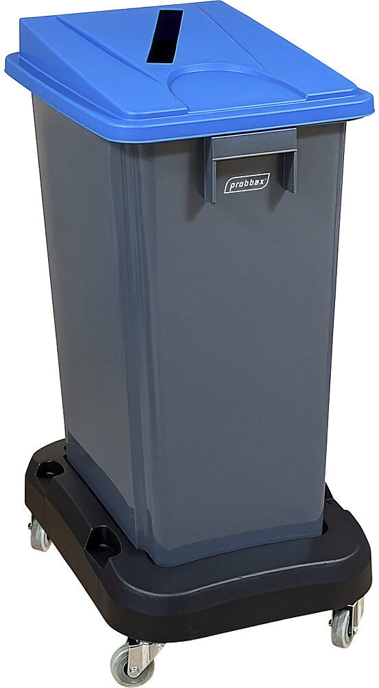 Wertstoffsammler mit Fahrwagen, Deckel blau, 60 Liter Probbax