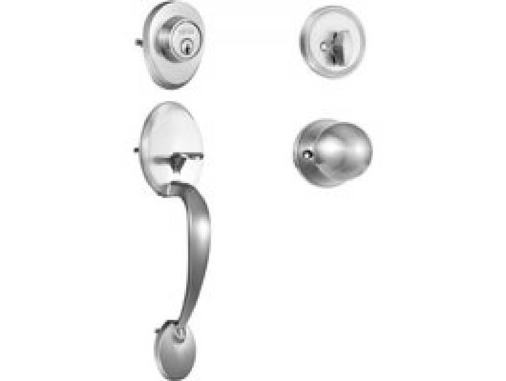 VEVOR Haustürgriff- und Riegel-Set, Vordertürschloss-Set aus satiniertem Nickel mit Innenknauf, verstellbarer Lochabstand, Einzelzylinder-Griffset, für rechts- und linkshändige Eingangs- und Vordertür