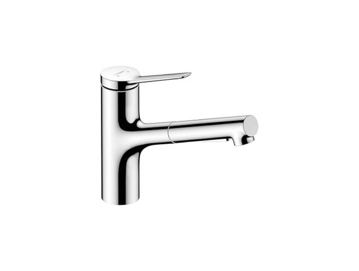 hansgrohe Zesis Chrom Einhand-Küchenarmatur, Küchenarmaturen mit herausziehbarem Sprüher, Wasserhahn für Küchenspüle, Chrom 74800001