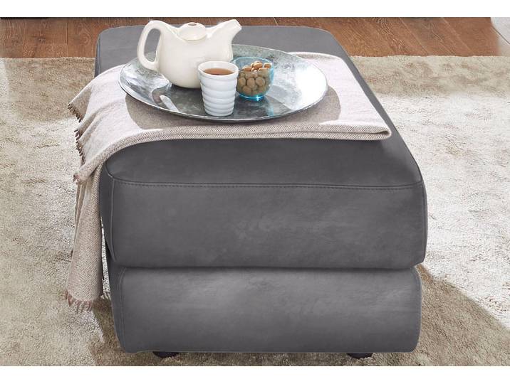 Hocker CALIA ITALIA Gaia, in edlem Design und mit erstklassigem Sitzkomfort , grau (ash), B:67cm H:44cm T:90cm, Luxus-Microfaser Ginevra (100% Polyester), Hocker, Hocker, aus pflegeleichtem Luxus-Microfaser Ginevra Hydro Care