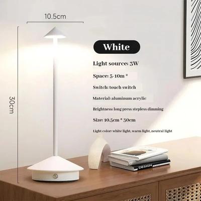 Uplifted Finds Rechargeable Creative Touch LED Table Lamp Type C Desk Night Light For Bar Hotel Coffee white