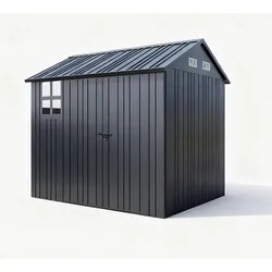 GreenYard Metallgeräteschuppen mit Schwingtür und Fenster, ca. 198 x 275 x 224 cm - Grau