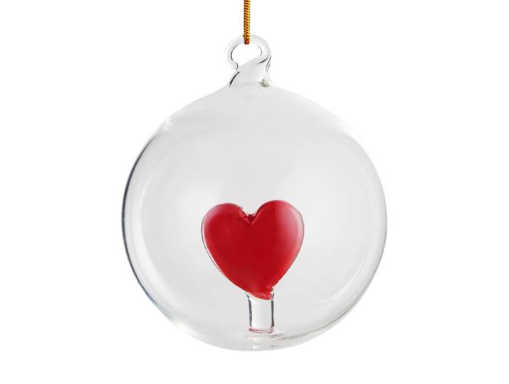 home24 Glazen kerstbal Hart Ø 9cm transparant