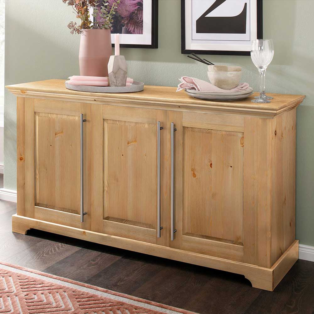 Pharao24.de Kiefer Sideboard im Landhausstil Metallgriffen