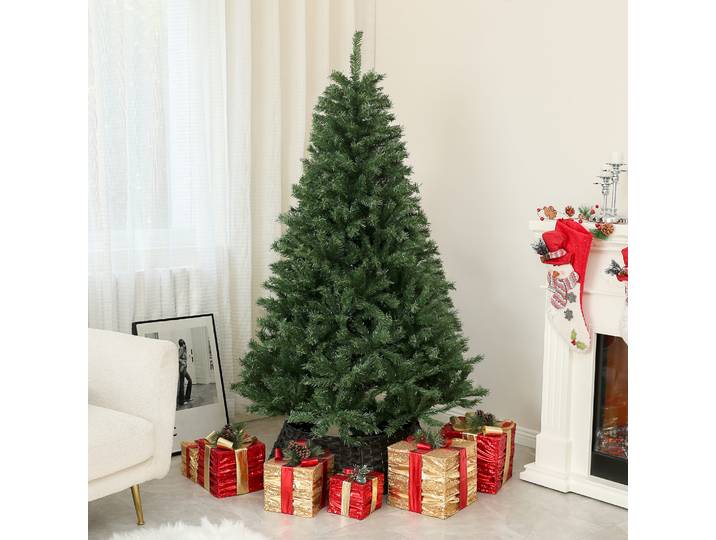HOMCOM Sapin Artificiel 180cm 1000 Branches Base Acier Vert