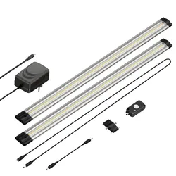 ledscom.de LED Unterbau-Leuchte Siris, Bewegungsmelder, flach, je 50cm, je 655lm, weiß, 2er Set