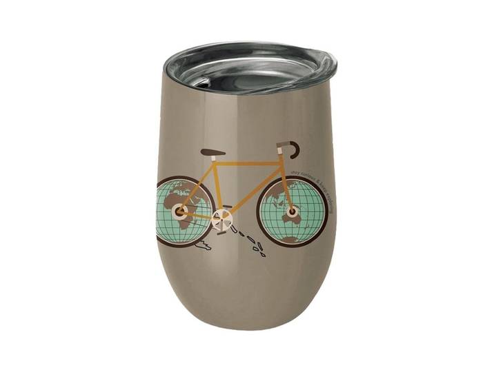 Thermobecher BioLoco Office-World traveller 420 ml , beige (braun), 420ml, Edelstahl, Trinkgefässe, Thermobecher
