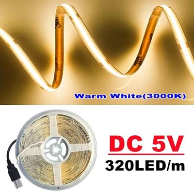 Uplift Picks Seamless USB COB LED Strip For Smooth Flexible Home Accent Lighting warm White (3000k) 3m