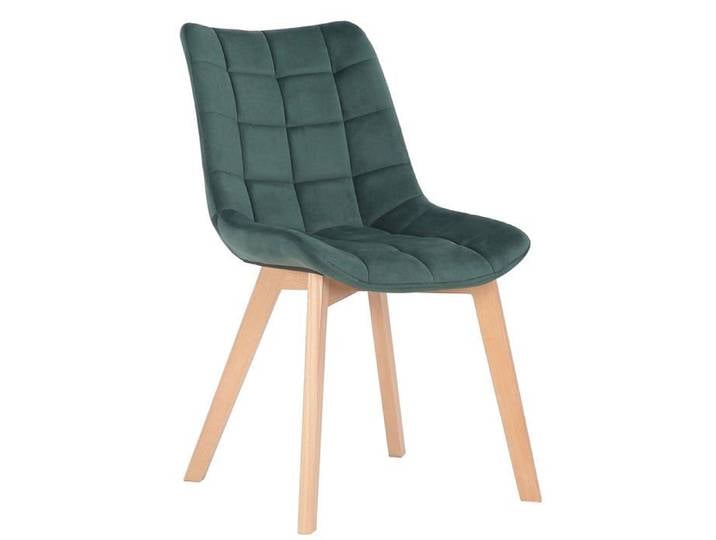 Chaise de salle a manger x1 rembourrage genereux en velours vert pietement en bois 10_0002084