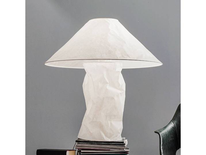 Ingo Maurer Designer Tischlampe Lampampe, weiß / opal, für Wohn- / Esszimmer, Papier / Lunolit / Lunopal, Design