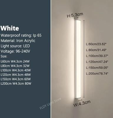 Uplifted Goods Modern Waterproof Outdoor LED Wall Light white 80 Cm dimmable With Remote