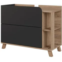 Vicco, Waschbeckenunterschrank, Waschbeckenunterschrank Karen, Anthrazit/Sonoma, 80 x 65 cm mit 2 Schubladen (35 x 80 x 65 cm)