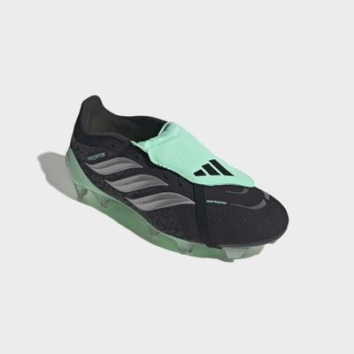 Fußballschuh ADIDAS PERFORMANCE "PREDATOR PRO, FESTE BÖDEN, UMSCHLAGBARE ZUNGE", Herren, Gr. 44, schwarz (core schwarz, silber metallic, pulse mint), Synthetik, Textil, Schuhe Fußballschuh, Außensohle für Rasen und feste Böden