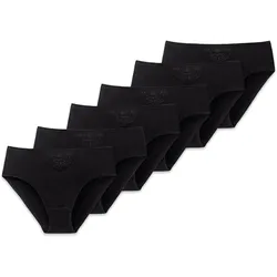 SCHIESSER Damen Tai-Slips, 6er Pack - "Cotton Essentials", Tai Pants, Baumwolle Schwarz / M