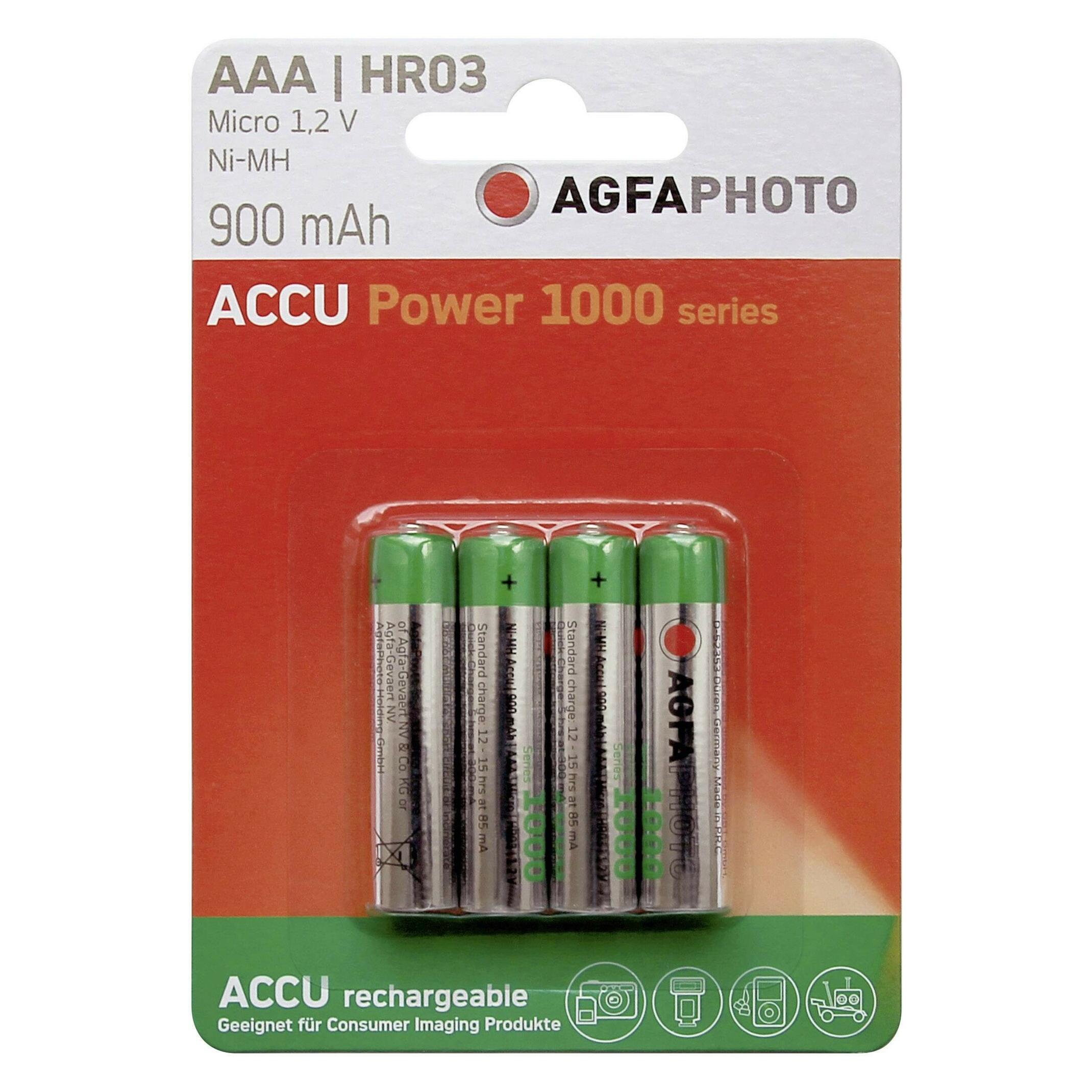 Agfaphoto Accu HR03 900 mAh (4 Stk., AAA, 900 mAh) (HR03 Accu4 900)