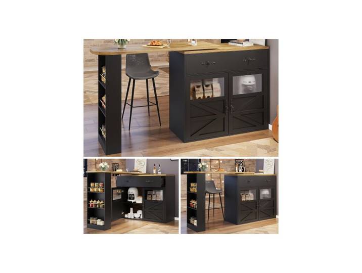 Table de bar rétractable - AUTREMENT - 360° pivotante - Noir - MDF - Design contemporain